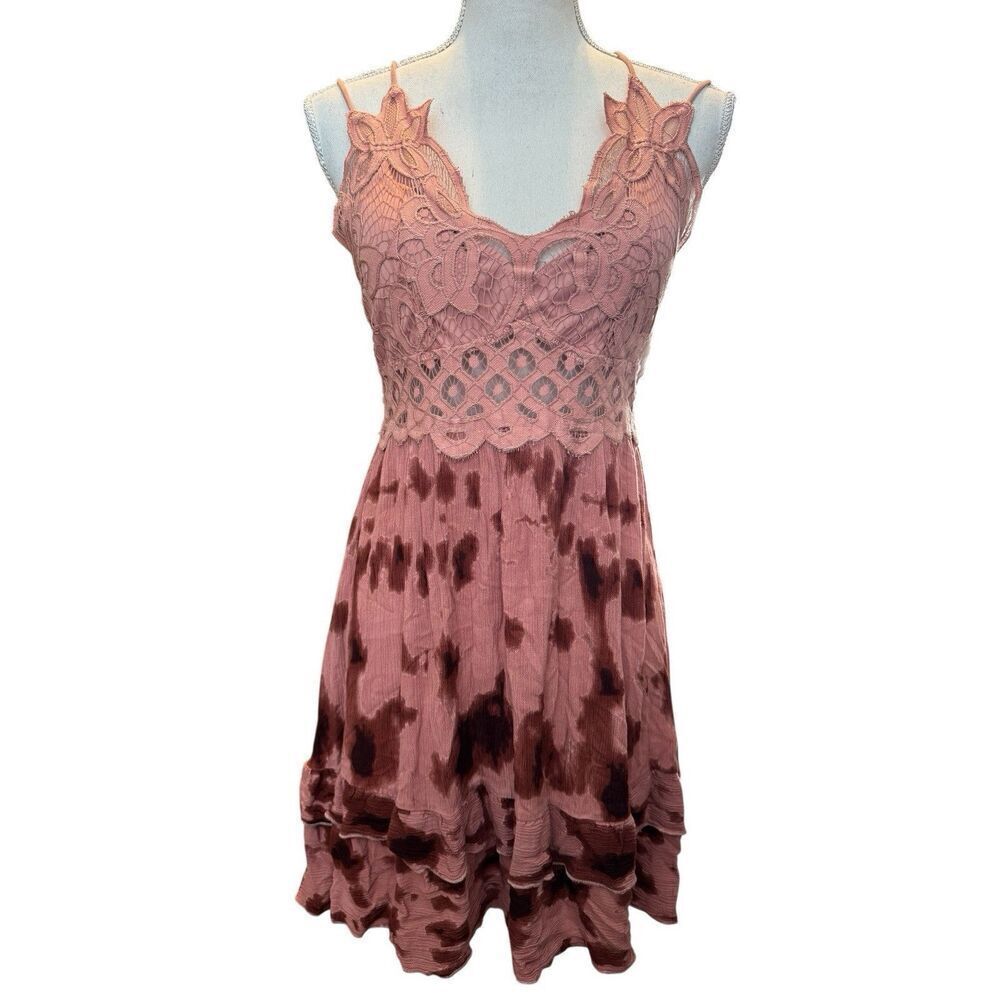 Y2K Babydoll High Low Tie Dye Dress Smocked Waist Boho Fairy Sz Med Vintage